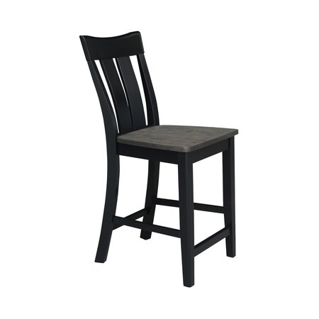International Concepts Ava Solid Wood Counter Height Bar Stool - 24" Seat Height - Coal S75-132